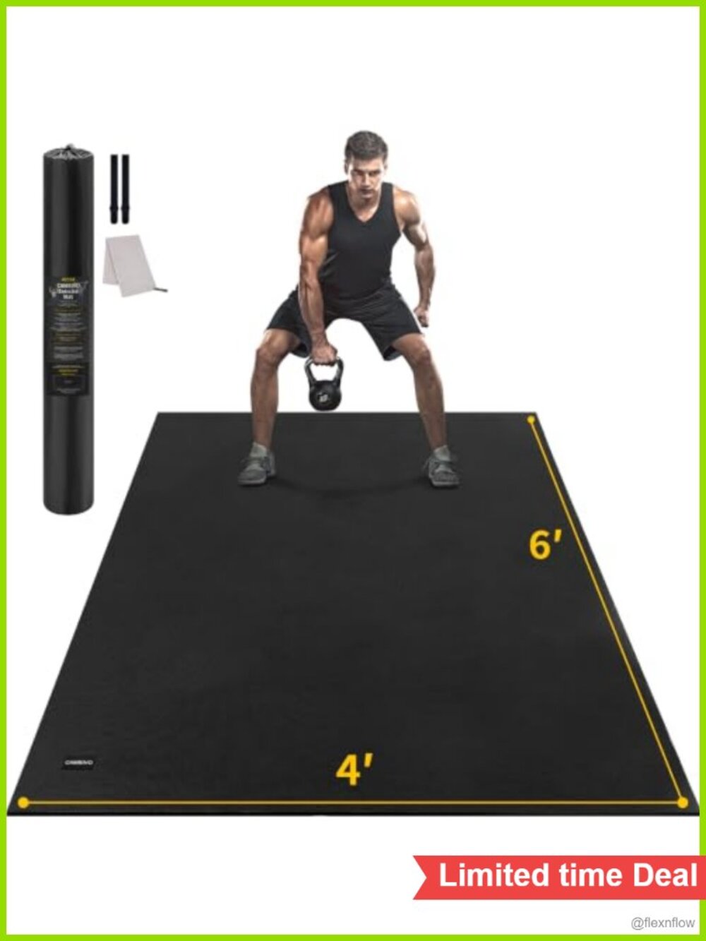 Large 8x6 Exercise Mat 7mm High-Density PVC Workout Mat for Home Gym Non-Slip